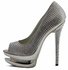 LSS00130 - Champagne Double Platform Crystal High Heel Peeptoe Shoes
