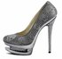 LSS00131 - Grey Double Platform Crystal High Heel Shoes