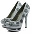 LSS00131 - Ivory Double Platform Crystal High Heel Shoes