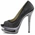 LSS00129 - Black Double Platform Crystal High Heel Peeptoe Shoes
