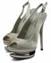 LSS00129 - Champagne Double Platform Crystal High Heel Peeptoe Shoes