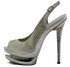 LSS00129 - Champagne Double Platform Crystal High Heel Peeptoe Shoes