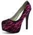 LSS00125 - Fuchsia Lace Covered Platform Court Shoes
