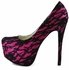 LSS00125 - Fuchsia Lace Covered Platform Court Shoes