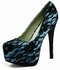 LSS00125 - Emerald Lace Covered Platform Court Shoes