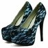 LSS00125 - Emerald Lace Covered Platform Court Shoes