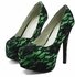 LSS00125 - Green Lace Covered Platform Court Shoes