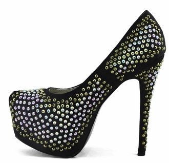 LSS00120 - Black Studded Platform Shoes