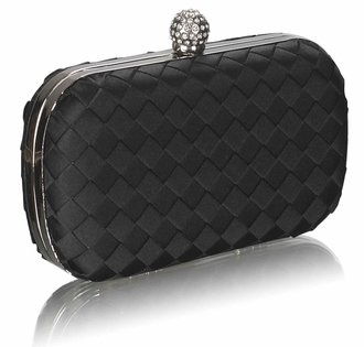 LSE00213 - Gorgeous Black Hard Case Evening Bag
