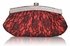 LSE00216 - Red Floral Satin Lace Clutch Bag