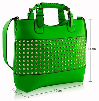 Wholesale Green dies Fashion Studded Tote Handbag