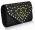 LSE00239 - Black Glitter Cluth With Metal Star Studs