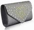 LSE00239 - Grey Glitter Cluth With Metal Star Studs