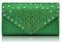 LSE00239 - Green Glitter Cluth With Metal Star Studs