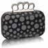 LSE00223 - Black Women's Knuckle Rings Clutch With Crystal Decoration