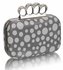 LSE00223 - Grey Women's Knuckle Rings Clutch With Crystal Decoration