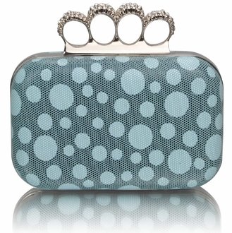 LSE00223 - Teal Women's Knuckle Rings Clutch With Crystal Decoration