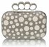 LSE00223 - Beige Women's Knuckle Rings Clutch With Crystal Decoration