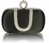 LSE00224 - Black Sparkly Crystal Satin Clutch purse