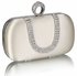 LSE00224 - Ivory Sparkly Crystal Satin Clutch purse