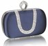 LSE00224 - Navy Sparkly Crystal Satin Clutch purse