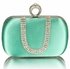 LSE00224 - Emerald Sparkly Crystal Satin Clutch purse