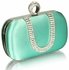 LSE00224 - Emerald Sparkly Crystal Satin Clutch purse