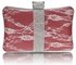 LSE00227 - Red Crystal Strip Clutch Evening Bag