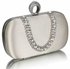 LSE00225 - Ivory Sparkly Crystal Satin Clutch purse
