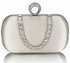 LSE00225 - Ivory Sparkly Crystal Satin Clutch purse