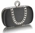 LSE00225 - Black Sparkly Crystal Satin Clutch purse