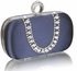 LSE00225 - Navy Sparkly Crystal Satin Clutch purse
