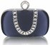 LSE00225 - Navy Sparkly Crystal Satin Clutch purse