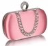 LSE00225 - Pink Sparkly Crystal Satin Clutch purse