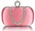 LSE00225 - Pink Sparkly Crystal Satin Clutch purse