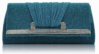 LSE00238 - Emerald Diamante Evening Clutch Bag