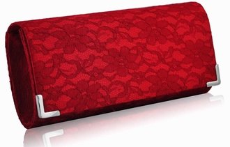LSE00234 - Red Lace Clutch Bag
