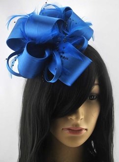 LSH00177-  Teal Feather & Flower Fascinator