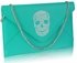 LSE00228 - Emerald Skull Flapover Clutch Purse