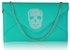 LSE00228 - Emerald Skull Flapover Clutch Purse