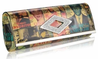 LSE00251- Colour/Gold Magzine Clutch Bag