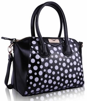 LS0075 - Black Polka Dot Satchel Handbag