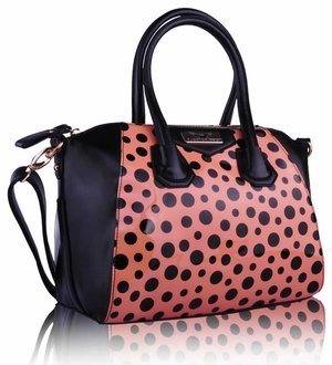 LS0075 - Pink Polka Dot Satchel Handbag