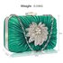 LSE006 - Emerald Gorgeous Satin Rouched Brooch Hard Case Blue Evening Bag