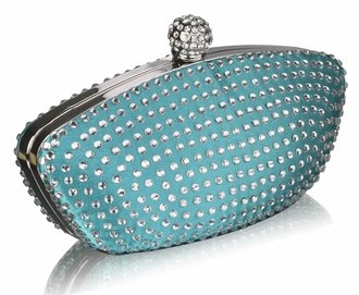 LSE0091 - Emerald Diamante Encrusted Clutch Evening Wedding Bag Purse