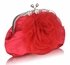 LSE00143 - Red Crystal Flower Satin Clutch