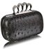 LSE00188A - Grey Ostrich Knuckle Rings Evening Bag