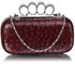 LSE00188A - Burgundy Ostrich Knuckle Rings Evening Bag
