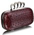 LSE00188A - Burgundy Ostrich Knuckle Rings Evening Bag