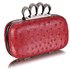 LSE00188A - Pink Ostrich  Knuckle Rings Evening Bag